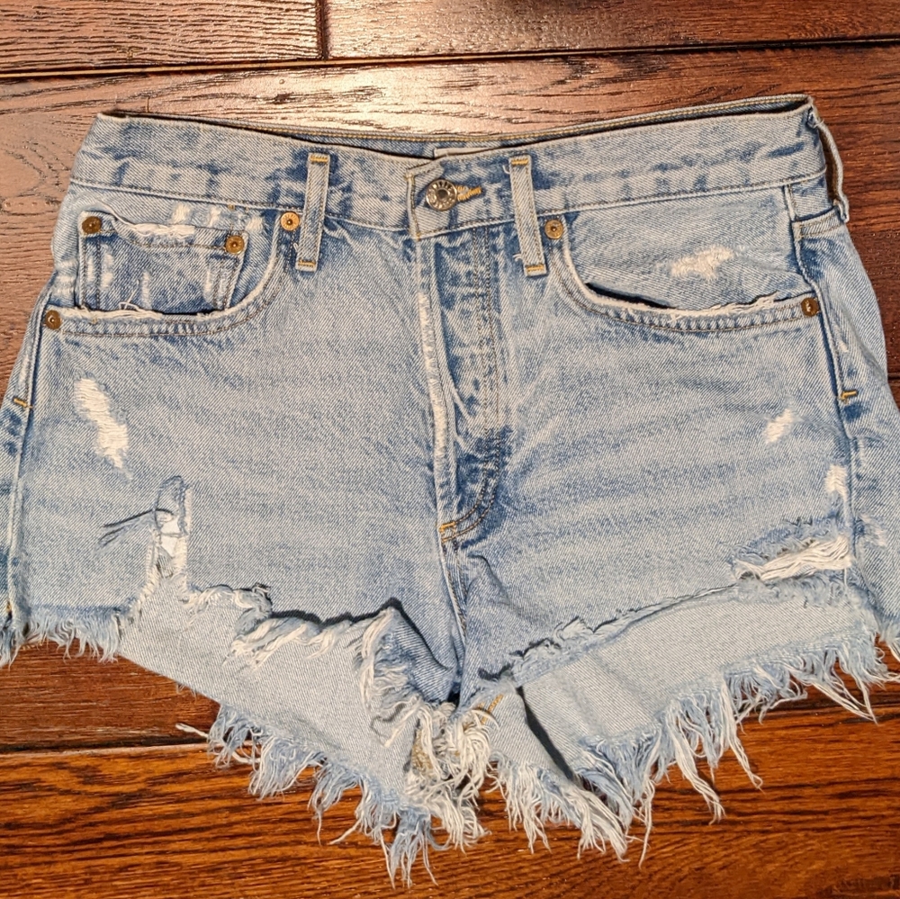 AGOLDE Women's Parker Vintage Loose Fit Cut Off Denim Shorts Sz 27 Button Fly